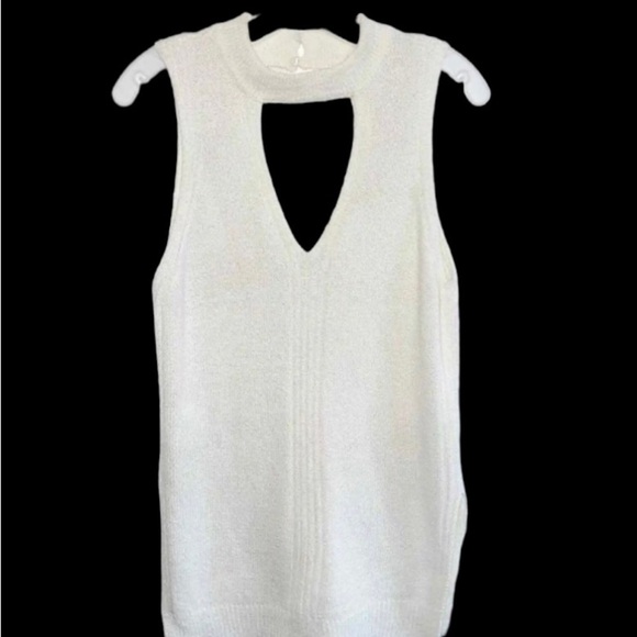 ASTR Knit Choker Neckline Keyhole Back XS Y2K Cream Longline Sweater Vest - Picture 5 of 13